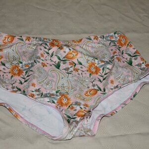 PINK & ORANGE FLORAL HIGH RISE SWIMSUIT BOTTOMS WOMENS SZ 10
